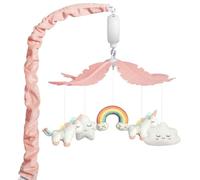 Mkcxcol Mobile de berceau pour filles - Licorne rose et blanche sur le thème de la météo, mobile pour berceau avec 35 berceuses et 3 modes, boîte à musique, décoration de chambre d'enfant pour apaiser