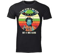MKDHYYKS Men's IM Not Saying It Was Aliens But It Was Aliens Ancient Alien Black T Shirt Mens Short Sleeve Manches Courtes(3X-Large)