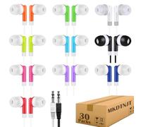 MKDTNJT HTC101 Lot de 30 écouteurs intra-auriculaires stéréo filaires multicolores pour l'école, la salle de classe, les étudiants, les enseignants, les enfants, les tout-petits, les adolescents, les