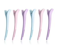 MKEAWWU 6Pcs Pince Cheveux Femme,Pince Crocodile Cheveux, Antidérapante, Sans Trace, Pour Sectionnement Coupe, Pince À Cheveux À Bec De Canard Pratiques, Pince Cheveux Coiffeur,Rose Violet Bleu