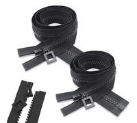 MKEAWWU Fermeture Eclair Séparable, 2 Pièces, Plastique Noir, Longueur 70 Cm, Pour Jackets