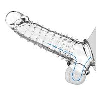 MKEAWWU Gaines Pour Pénis, Extenseur Réaliste Avec Anneaux, Amélioration Érection Et Éjaculation, Transparent, 22Cm, 1 Pièce