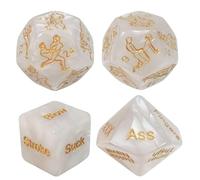 MKEAWWU Lot De 4 Dés De Jeu Pour Couple - Blanc À Motifs Dorés - Cube De Décision 18-25Mm - Cadeau Anniversaire Mariage