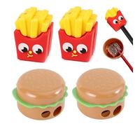 MKEAWWU Taille Crayon Maquillage, 4 Pièces, Motifs Hamburger Et Frites, Compact Léger, Taille Standard