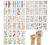 MKEAWWU Tatouage Temporaire Enfant,Tatouage Enfant,400+ Autocollants, 50 Feuilles Etanche Tatouage Ephémère Kit Tatoo,Dinosaures, Monstres, Espace, Animaux, Montres Pour Enfants, 10 Par Catégorie