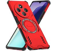 Mkej Coque pour Xiaomi Redmi 14C 4G Dissipation de la Chaleur Coque, Mate Antichoc Anti-Chut Hybride TPU et PC Housse avec Magnetique pour Xiaomi Redmi 14C 4G Étui, Rouge