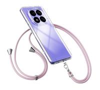 Mkej Coque pour Xiaomi Redmi Note 14 Pro 5G avec Cordon, Transparente Anti-Jaunissement PC + Silicone Gel Souple TPU Antichoc Anti-Rayures Housse, Collier Réglable Amovible Étui Portable Lanyard Case