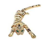 MKEMQXBEP Broche en Cristal Style Tigre Classique for Femme et Homme, Accessoire de Costume, idéal comme Cadeau(Gold and Green Eyes 1PC)