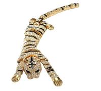 MKEMQXBEP Broche en Cristal Style Tigre Classique for Femme et Homme, Accessoire de Costume, idéal comme Cadeau(Gold and Black Eyes 1PC)