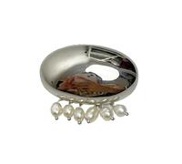 MKEMQXBEP Broche en Perles d'eau Douce for Femme, Accessoire de Luxe Minimaliste en métal Ovale(Silver 1PC)