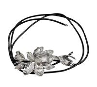 MKEMQXBEP Ceinture à fleurs de tulipe dorée avec jupe en jean décorative rétro en cuir noir avec chaîne de taille(Silver 1PC)