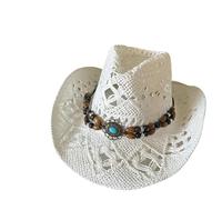 MKEMQXBEP Chapeau de Paille bohème Vintage for Femme et Homme, Chapeau de Soleil Style Cowboy Occidental(C6 1PC)
