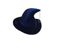 MKEMQXBEP Chapeau de sorcière de vacances avec motif étoile Mon, mascarade, magicien, cosplay, fête, accessoires de déguisement amusants(BLUE 1PC)