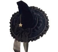 MKEMQXBEP Chapeau de sorcière for fête de fin d'année, nœud papillon, grand accessoire de magicien noir froncé et tordu(Black 1PC)