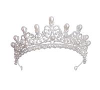 MKEMQXBEP Diadème Couronne en Cristal de Perles de Couleur Argent for Femmes, diadème de Bal en Strass, Accessoires for Cheveux de mariée, Bijoux Cadeau