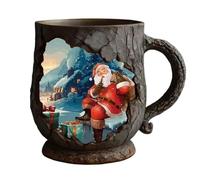 MKEMQXBEP Tasses amusantes de 386 ml avec texture écorce d'arbre 3D for les anniversaires et les fêtes de fin d'année.(Santa Claus)