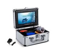 MKHFP Caméra de pêche étanche, Caméra de pêche sous-Marine 7 Pouces Moniteur 1000TVL IP68 étanche 15M/30M câble Pare-Soleil extérieur pêche d'hiver détecteur de Poisson(30M Cable with DVR)