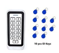 MKHFP IP67 Rétro-éclairage imperméable RFID Métal Porte Access Control Reader Clavier 1000 utilisateurs 125kHz EM Système d'ouverture de Porte la Carte Kit d'automatisation de Portail(AC 10pc ID Key)