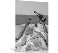 MKHFUW Art mural sur toile noir et blanc photo féministe poster tendance fille mode décoration murale maison - sans cadre (photo 02,20 x 30 cm x 1)