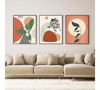 MKHFUW Ensemble de 3 posters imprimés abstraits de feuilles botaniques, art mural Boho - Sans cadre (Design 06, 3 pièces - 40 x 60 cm)