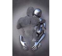MKHFUW Figurine 3D en métal Statue Art Toile Peinture Romantique Abstrait Poster et Impressions Amateurs Sculpture Poster Amour Cœur Baiser Photos Sans cadre (Figure-03,1 Pièces