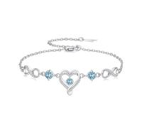 Mkhhy Bracelet avec pierre de naissance en forme de cœur infini pour femme en argent sterling S925 - Idée cadeau d'anniversaire pour épouse, petite amie, elle, cadeau pour maman et fille, Normale