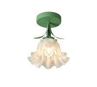 Mkichi Plafonnier LED Fleur Plafonier Semi Flush Mount Petit Lustre Avec Abat-Jour En Verre,Lampe de Plafond Moderne,E27 Luminaire Plafonnier pour Salon Chambre Cuisine Porche Couloir (A)