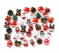 MKISHINE 50pcs Figurines Miniature de Résine Père Noël,Sapin,Bonhomme,Objet de noël,Petit Ornement Decoration pour Cadeau,Cartes,Scrapbooking,bûche