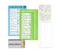 MKISHINE Affiche éducative routine quotidienne pour enfants - Table des activités en italien - Gestion du matin et du soir - Maison et école maternelle 10 cartes d'activité, liste de contrôle et