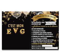MKISHINE Cadeau EVG - Grand Certificat EVG + Badge Futur Marié Enterrement de Vie de Garçon | Carte Humoristique XXL | Badge Drôle | Personnalisable avec Nom et Message