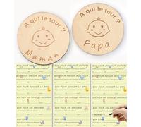 MKISHINE Cadeau Naissance pour papa maman, Jeton de décision parents papa ou maman+24 Chèques future papa maman Cadeau Jeune Maman papa cadeau grossesse futurs parents
