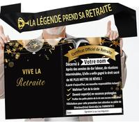 MKISHINE Cadeau Retraite 2025 - XXL Carte Retraite+1Pc Écharpe “LA LÉGENDE Prend SA Retraite”Cadeau Retraite Femme Homme,Certificat Officiel de Retraite - Humour & Blagues