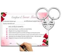 MKISHINE Cadeau Saint-Valentin Couple - Certificat d’Amour Véritable A4 Certificat Meilleur Couple + Porte-clés Amusants J’ai Raison/Oui Chérie - Idée Cadeau Humour pour Amoureux