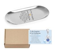 MKISHINE Carte cadeau de mariage « Something Blue for Bride to Be » - Bouquet d'ange de mariée - Porte-jarretelles - Carte cadeau pour fille - Cadeau de mariage - Plateau à bijoux (argenté)