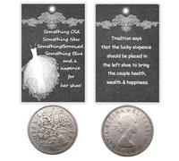 MKISHINE Carte de mariage « Something Blue for Bride to Be » - Cadeau de mariage de la part de maman, papa, grand-mère, sœur, amis, pièce de six pence de la mariée avec carte de mariage pour mariée