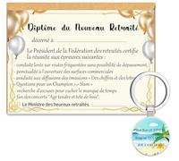 MKISHINE Carte Retraite Diplôme de la Retraite Heureuse avec Enveloppe + Porte-Clés Retraite,Cadeau Retraite Humoristique pour Fêter Le Départ en Retraite pour Femme Homme
