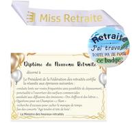 MKISHINE Carte Retraite Diplôme de la Retraite Heureuse+Echarpe Retraite,Cadeau Retraite Humoristique pour Fêter Le Départ en Retraite pour Femme Homme (FEMME)