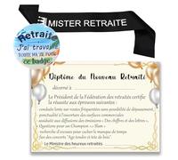 MKISHINE Carte Retraite Diplôme de la Retraite Heureuse+Echarpe Retraite,Cadeau Retraite Humoristique pour Fêter Le Départ en Retraite pour Femme Homme (HOMME)