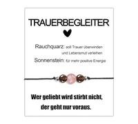 MKISHINE Compagnon de condoléances - Carte de vœux - Accompagnement de deuil - Bracelet de consolation - Bracelet de deuil - Cristaux de pierres précieuses - Cadeau personnalisé - Quartz fumé - Pierre