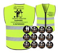 MKISHINE Lot de 14 sets de vie de garçon - Gilet réfléchissant marié + 1 broche marié + 12 broches ami du marié - Idée cadeau amusante pour futur marié - Costume de fête pour homme, flo, XL