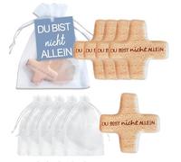 MKISHINE Lot de 3 croix en bois - Vous n'êtes pas seul : petite croix en bois dans un sac Autres accessoires - Porte-bonheur, confirmation, cadeau de communion pour garçon
