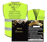 MKISHINE XL Carte Départ Retraite+Cadeau Retraite Gilet pour homme Cadeau Humour Décoration Fête Retirement Femme Homme Carte Retraite Drôle