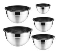 Mkitnvy Ensemble de bols mélangeurs,5 avec Couvercles,4.5L/ 2.7L/ 1.5L/ 1.2L/ 0.7L,Bols mélangeurs, Saladier, Bols de Service,pour la cuisine, la pâtisserie et le stockage, WF-SLP-5PCS
