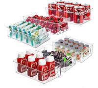 Mkitnvy Rangement Frigo Transparent, Lot de 6 Organisateur Frigo, Empilable Organisateur Frigo pour Le Réfrigérateur, Cuisine, Armoires et Comptoirs (3 Tailles)