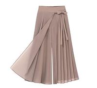 MKIUHNJ Culottes Pantalons Femme Plissé en Mousseline de Soie Grande Taille Élastique Décontracté Pantalon Court Élégant, Rose, XXXL