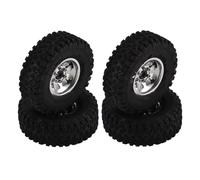 MKIUYVD Pièces Voiture RC pour Axial pour SCX24 pour TRX4M pour FCX24 1/18 1/24 RC Pièces De Voiture sur Chenilles 4 en Métal 1.0 "Jeu Pneus Roue À Plat Profond Beadlock(Silver)