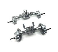 MKIUYVD Pièces Voiture RC pour FMS pour FCX24 1/24 RC, Pièces De Mise À Niveau Voiture, Accessoires Remplacement, Axe Portail en Métal, Essieu Avant Et Arrière Complet(Gray,Rear and Front)