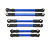MKIUYVD RC Pièces avec pour Traxxas pour Slash pour Hoss pour Rustler 4x4 1/10 RC Pièces De Mise À Niveau Voiture Tendeurs en Métal Tige Traction Liaison Ensemble Direction(Blue)