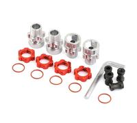 MKIUYVD RC Pièces avec pour Traxxas pour Slash pour Rustler 1/10 2WD 4X4 RC, Pièces De Voiture en Métal, Roue Cannelée 12mm À 17mm, Adaptateur Moyeu Hexagonal(Red)