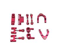 MKIUYVD RC Pièces avec pour WPL D12 RC Pièces Mise À Niveau De La Voiture CNC Métal Supérieur Inférieur pour Bras Oscillant Coupe Direction Rotule Joint Ensemble D’Accessoires(Red)